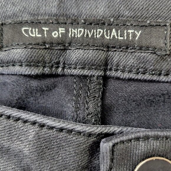 Cult of Individuality Jeans Men Size 31 34X29 Black Skinny Waxed Coated Moto - Picture 9 of 16